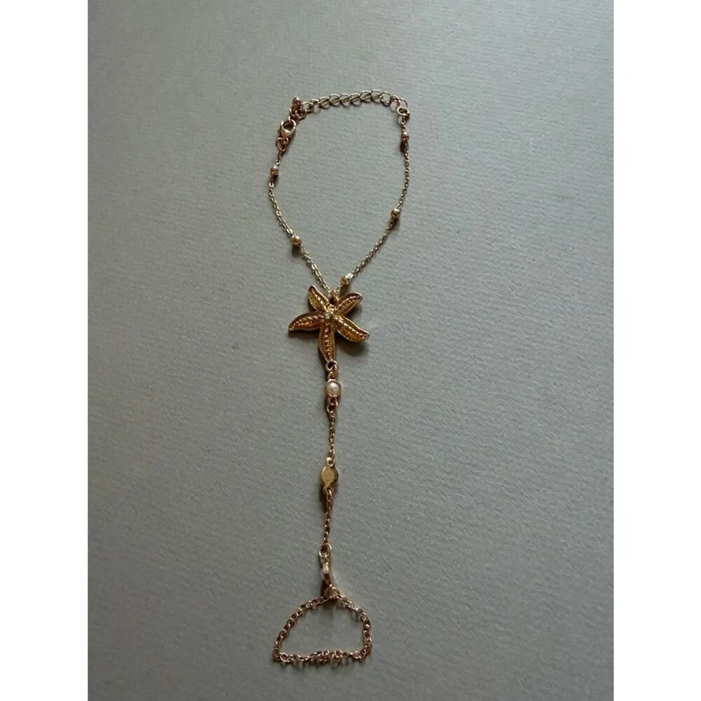 Gold Starfish Hand Chain Bracelet A1822